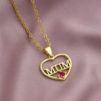 304 Stainless Steel Copper MAMA Plating Letter Zircon Pendant Necklace sku image 10