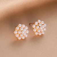 1 Pair Sweet Geometric Inlay Alloy Artificial Pearls Ear Studs main image 5
