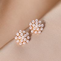 1 Pair Sweet Geometric Inlay Alloy Artificial Pearls Ear Studs main image 3