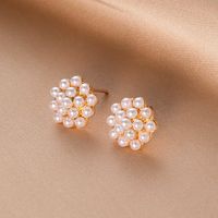 1 Pair Sweet Geometric Inlay Alloy Artificial Pearls Ear Studs main image 2