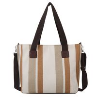 Women's Large Canvas Stripe Vintage Style Square Zipper Crossbody Bag main image 5
