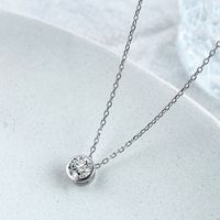 Fashion Simple Style Round Sterling Silver Plating Inlay Zircon Necklace main image 2