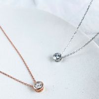Fashion Simple Style Round Sterling Silver Plating Inlay Zircon Necklace main image 1