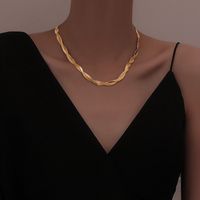 Fashion Geometric Titanium Steel Plating Braid 18k Gold Plated Necklace main image 3
