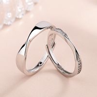 Fashion Simple Style Geometric Sterling Silver Plating Metal Inlay Zircon Open Ring main image 4