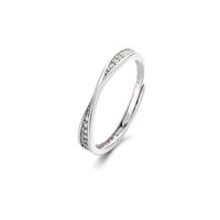 Fashion Simple Style Geometric Sterling Silver Plating Metal Inlay Zircon Open Ring sku image 1