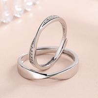 Fashion Simple Style Geometric Sterling Silver Plating Metal Inlay Zircon Open Ring main image 1