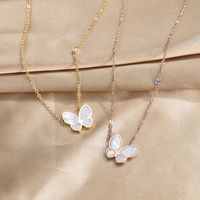 Fashion Simple Style Butterfly Titanium Steel Metal Shell Necklace main image 1