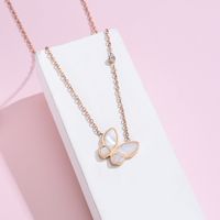 Fashion Simple Style Butterfly Titanium Steel Metal Shell Necklace sku image 1