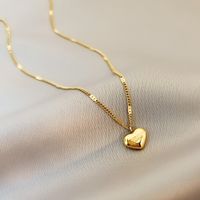 Fashion Simple Style Heart Shape Titanium Steel Plating Necklace main image 6