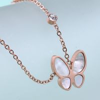 Fashion Simple Style Butterfly Titanium Steel Metal Shell Necklace main image 3