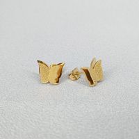 Fashion Simple Style Butterfly Titanium Steel Plating Butterfly Earrings sku image 2