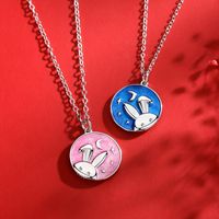 Cute Fashion Rabbit Star Moon Sterling Silver Epoxy Necklace main image 1