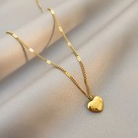 Fashion Simple Style Heart Shape Titanium Steel Plating Necklace main image 2