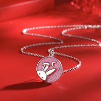 Cute Fashion Rabbit Star Moon Sterling Silver Epoxy Necklace main image 3
