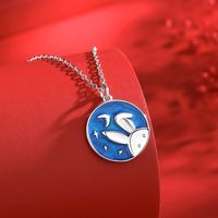Cute Fashion Rabbit Star Moon Sterling Silver Epoxy Necklace main image 2