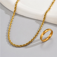 2 Piece Set Fashion Solid Color Stainless Steel Plating Rings Necklace main image 3