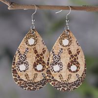 1 Pair Fashion Rabbit Water Droplets Leopard Stainless Steel Pu Leather Printing Easter Women's Drop Earrings main image 1