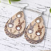 1 Pair Fashion Rabbit Water Droplets Leopard Stainless Steel Pu Leather Printing Easter Women's Drop Earrings main image 4