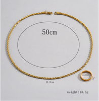 2-teiliges Set Mode Einfarbig Rostfreier Stahl Überzug Ringe Halskette main image 2