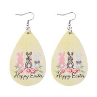 1 Pair Fashion Rabbit Letter Water Droplets Stainless Steel Pu Leather Printing Easter Women's Drop Earrings main image 3