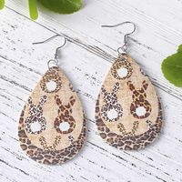 1 Pair Fashion Rabbit Water Droplets Leopard Stainless Steel Pu Leather Printing Easter Women's Drop Earrings main image 2