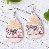 1 Pair Fashion Water Droplets Stainless Steel Pu Leather Handmade Easter Women's Drop Earrings main image 3