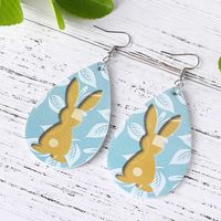 1 Pair Fashion Rabbit Pu Leather Water Drop Easter Women's Drop Earrings main image 4