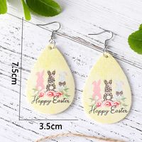 1 Pair Fashion Rabbit Letter Water Droplets Stainless Steel Pu Leather Printing Easter Women's Drop Earrings main image 2
