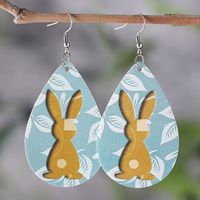 1 Pair Fashion Rabbit Pu Leather Water Drop Easter Women's Drop Earrings main image 6