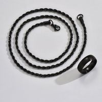 1 Set Hip-hop Solid Color Twist Stainless Steel Rings Necklace main image 1