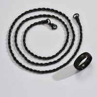 1 Set Hip-hop Solid Color Twist Stainless Steel Rings Necklace sku image 1