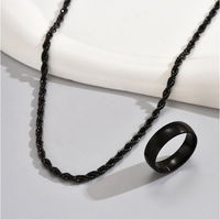 1 Set Hip-hop Solid Color Twist Stainless Steel Rings Necklace main image 2