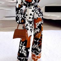 Women's Casual Elegant Color Block Polyester Printing Pants Sets main image 4