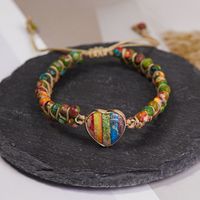 Ethnic Style Heart Shape Natural Stone Knitting Bracelets main image 2