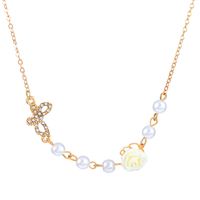 1 Piece Fashion Star Moon Butterfly Copper Plating Artificial Pearls Zircon Layered Necklaces main image 4