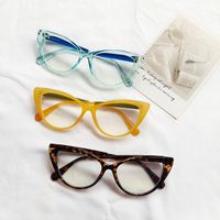 Fashion Solid Color Pc Resin Cat Eye Patchwork Full Frame Optical Glasses main image 4