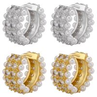 1 Pair Fashion Geometric Plating Copper Artificial Pearls Zircon Earrings main image 1