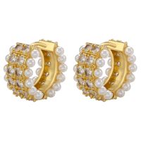 1 Pair Fashion Geometric Plating Copper Artificial Pearls Zircon Earrings main image 4