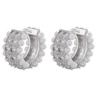 1 Paar Mode Geometrisch Überzug Kupfer Künstliche Perlen Zirkon Ohrringe main image 3