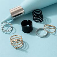 7 Pieces Punk Solid Color Alloy Unisex Rings main image 5