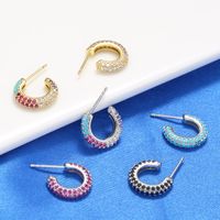 1 Pair Simple Style C Shape Plating Inlay Copper Zircon Ear Studs main image 1