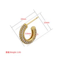 1 Pair Simple Style C Shape Plating Inlay Copper Zircon Ear Studs main image 6