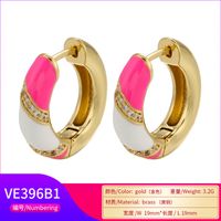 1 Pair Casual Geometric Copper Enamel Zircon Earrings main image 5