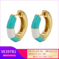 1 Pair Casual Geometric Copper Enamel Zircon Earrings main image 3
