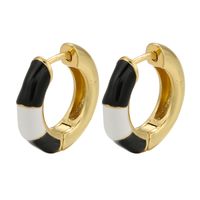 1 Pair Casual Geometric Copper Enamel Zircon Earrings sku image 1