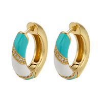 1 Pair Casual Geometric Copper Enamel Zircon Earrings sku image 6