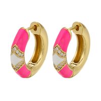 1 Pair Casual Geometric Copper Enamel Zircon Earrings sku image 8
