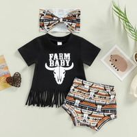 Fashion Cartoon Letter Cattle Tassel Cotton Baby Clothing Sets main image 5