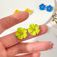 1 Pair Pastoral Flower Arylic Alloy 14k Gold Plated Women's Ear Studs main image 2
